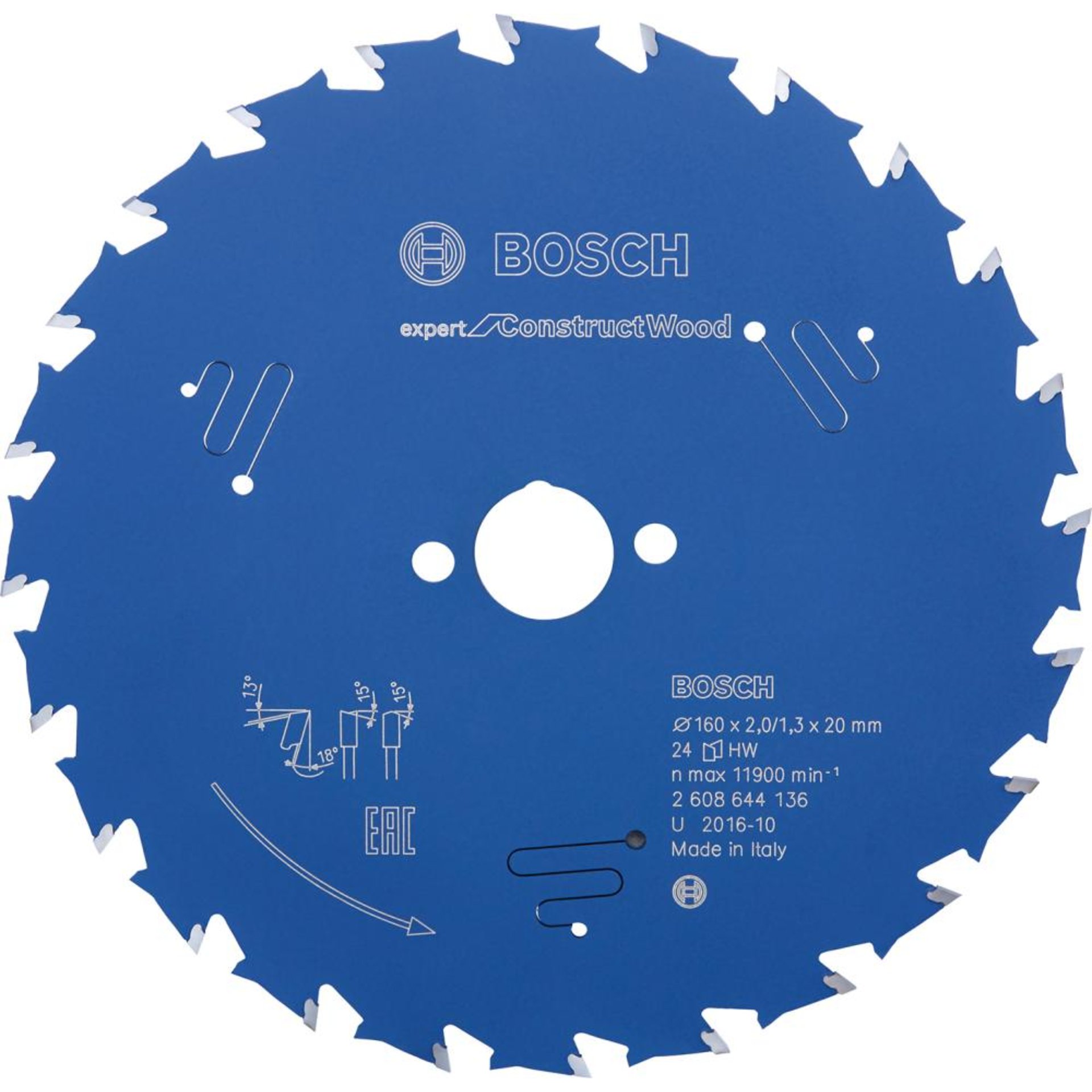 HM-Kreissägeblatt 160x2/1,3x20 24Z W+DBoschVE à 1 Stück Expert for Construct Wood
