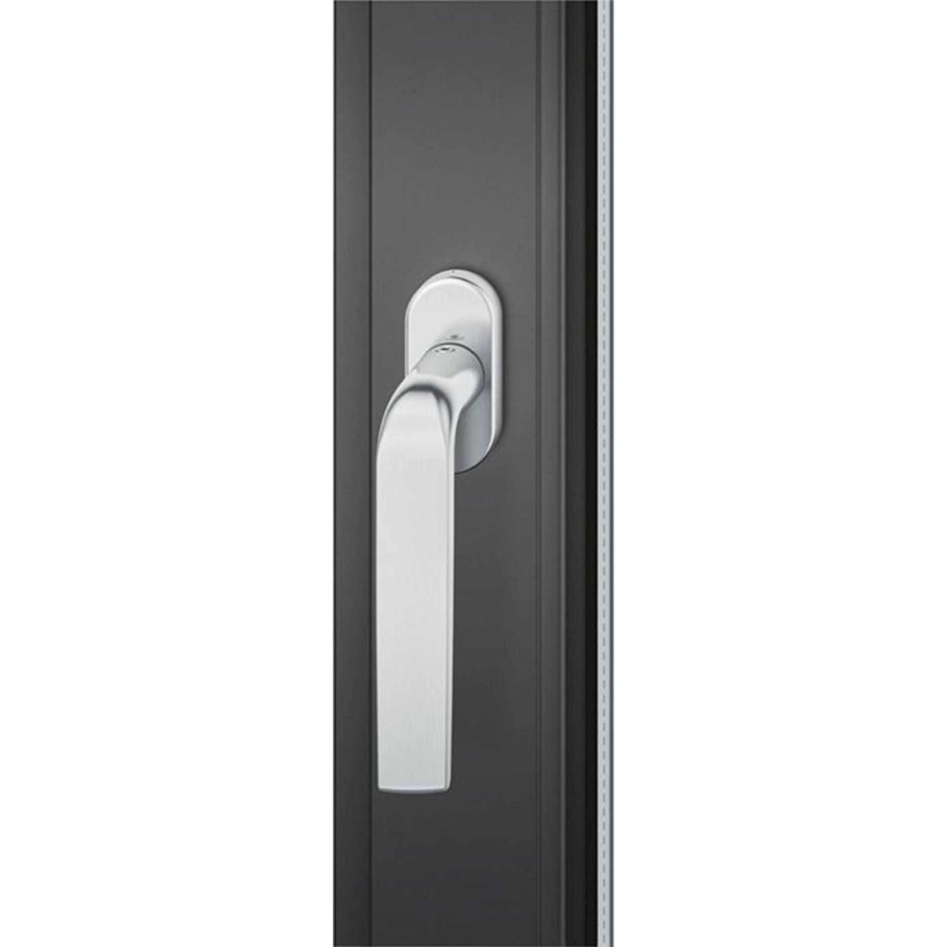 Fenstergriff ovale Ros. 7mm Stift. 10mm Nocken Stiftüberstand 24-38mm Edelstahl fein matt