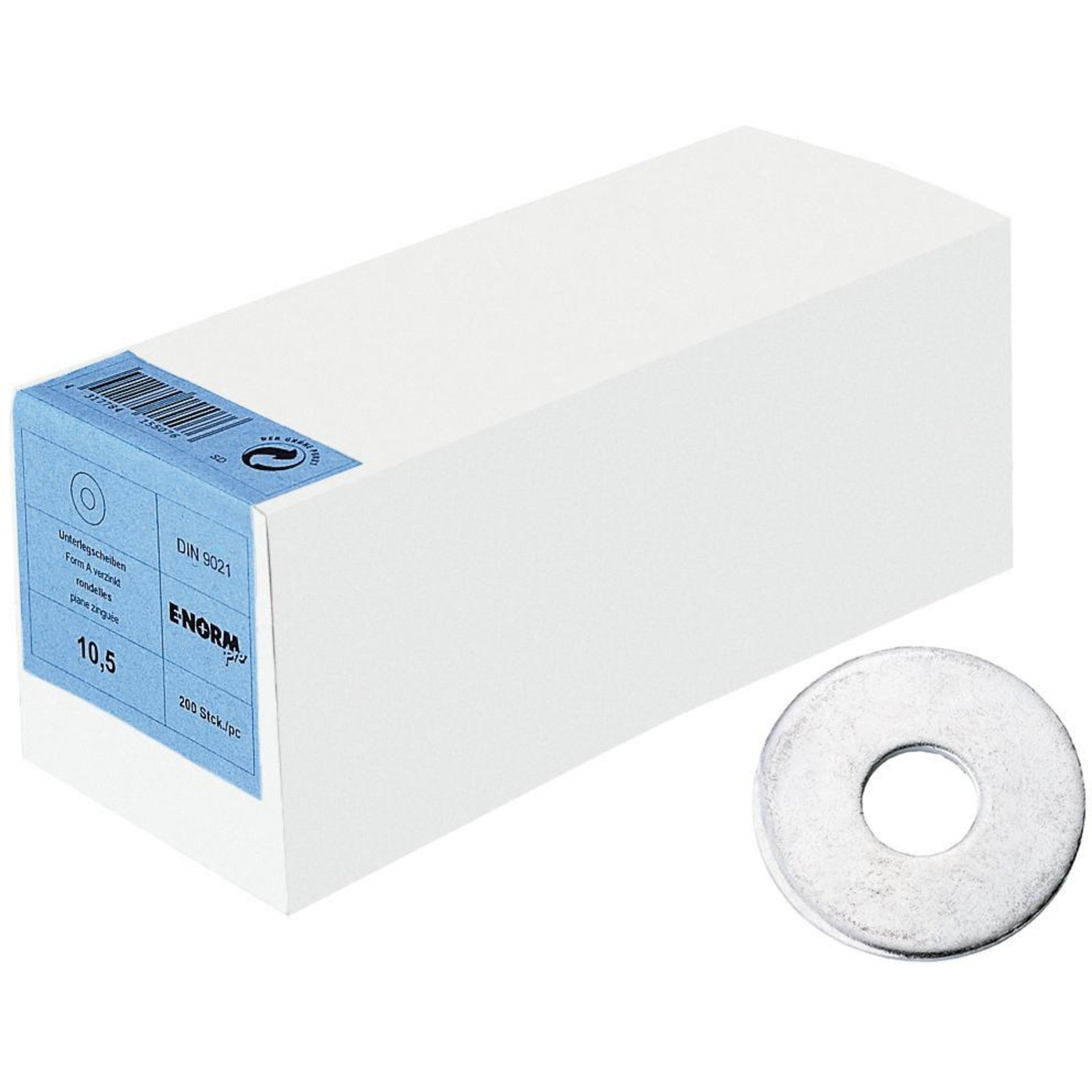 DIN 9021, gescheuerte U-Scheibe, 140 / 100 HV, verzinkt, Kleinpakete
