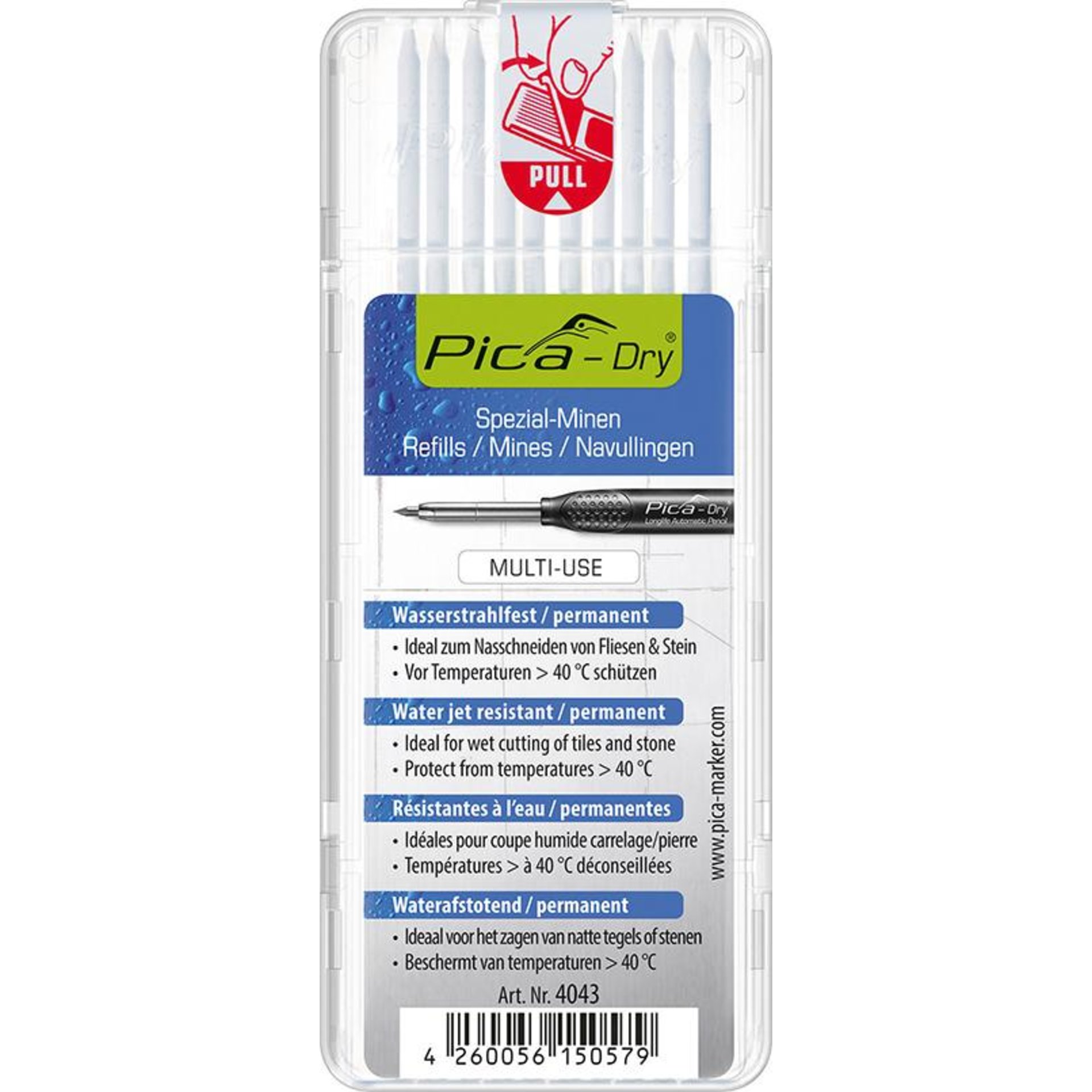Minen-Set für Tieflochmarker Pica-Dry wasserfest weiß Pica