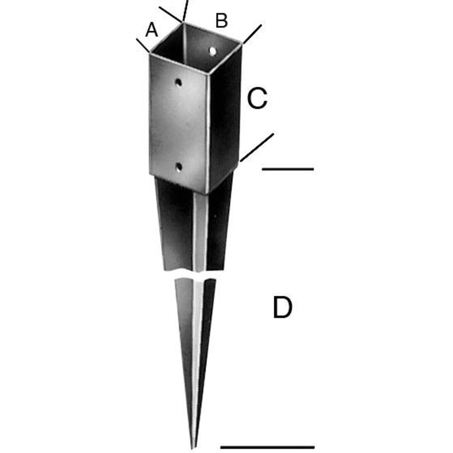 Einschlag-Bodenhülse, feuerverzinkt, Materialstärke 2,0 mm