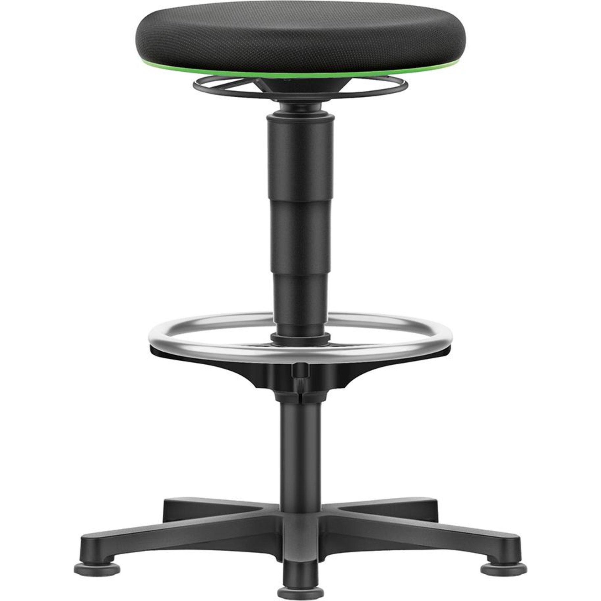 Drehhocker Stoffsitz Sitzhöhe 530 - 750 mm mit Gleiter und Fußring