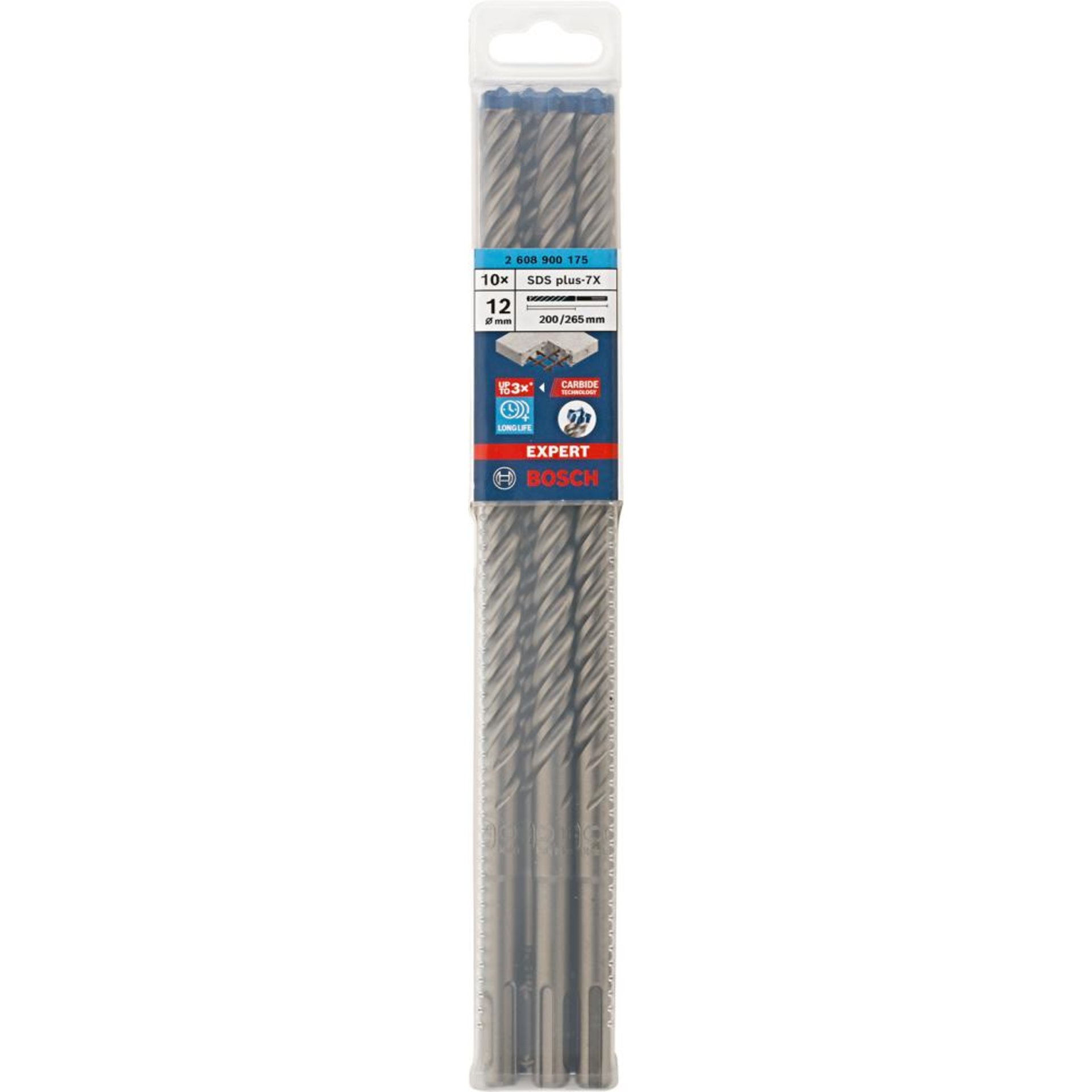 Hammerbohrer EXPERT 12x200x265mm Bosch VE à 10 Stück SDS plus-7X
