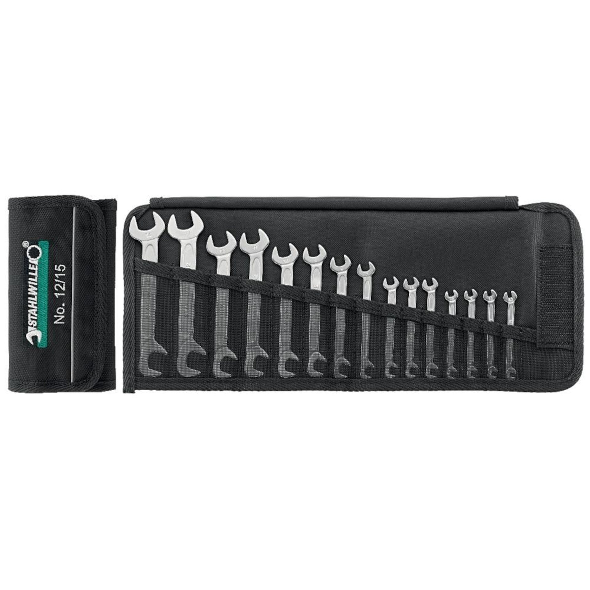 Doppelmaulschlüssel-Satz klein 4,5-13mm 15-teilig in Rolltasche Stahlwille