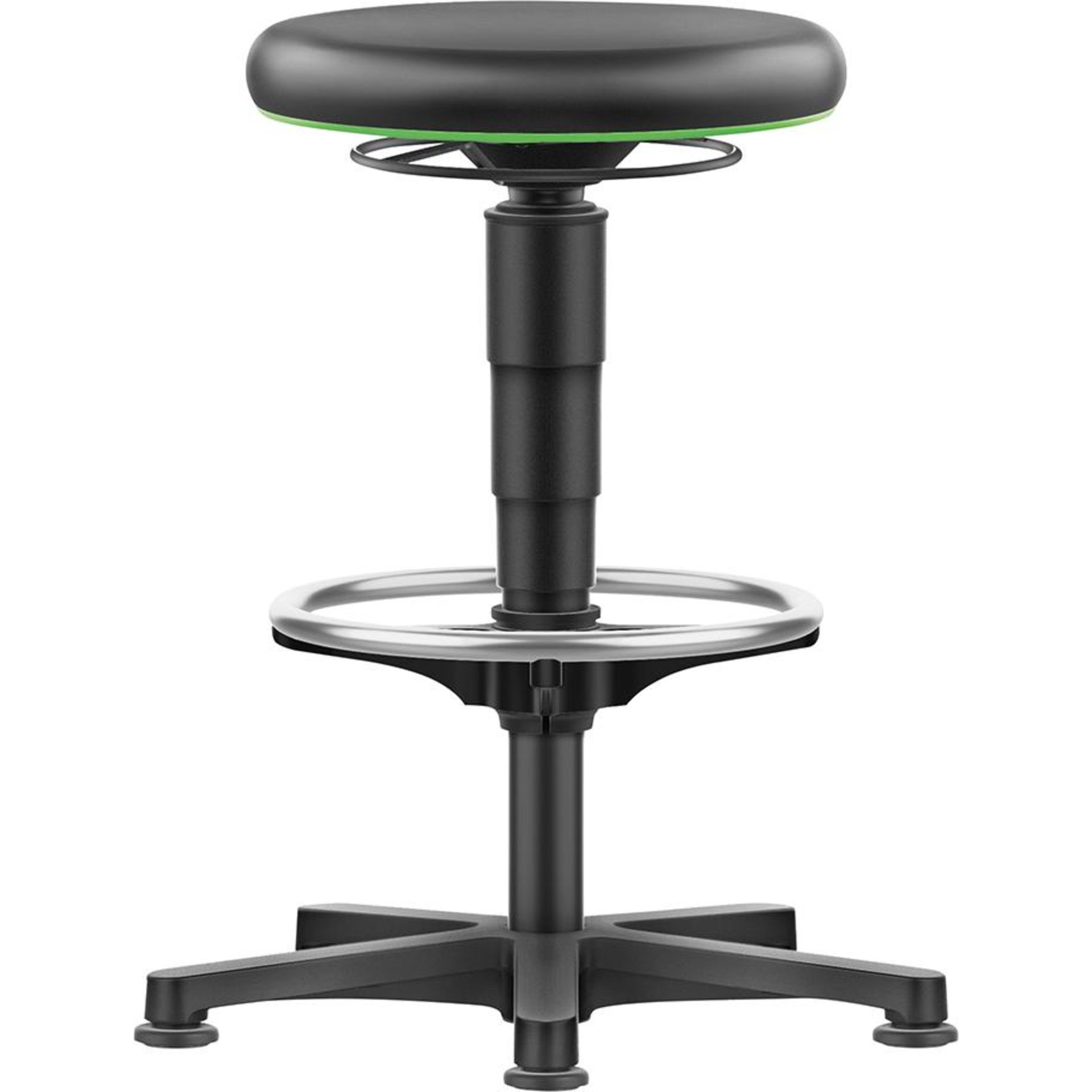 Drehhocker Kunstledersitz Sitzhöhe 530 - 750 mm mit Gleiter und Fußring