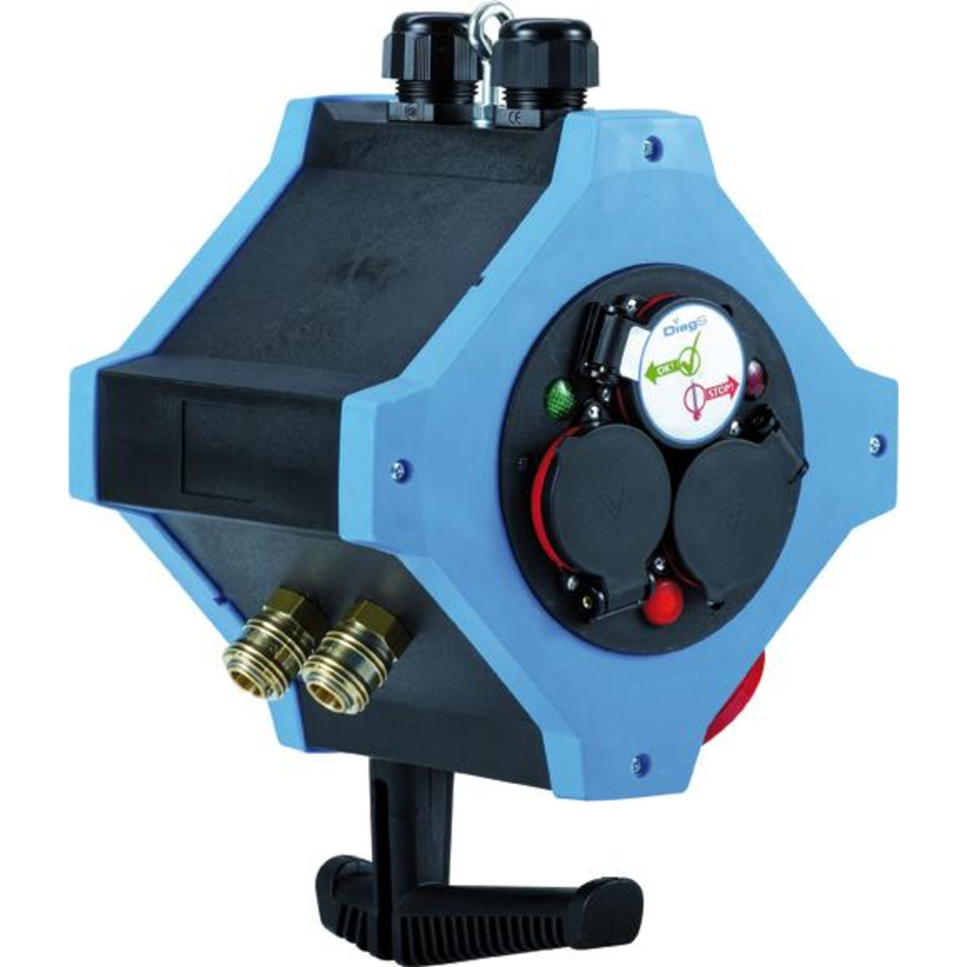Energie-Hängeverte. IP44 6xSchutzkontakt,1xCEE 5x16A 2xDL Hedi