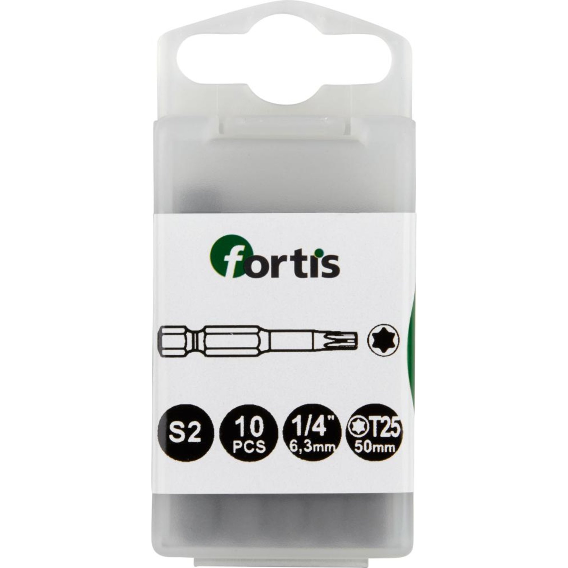 Bit zähhart 1/4" DIN3126 E6,3 T25x50mm 10er Pack FORTIS