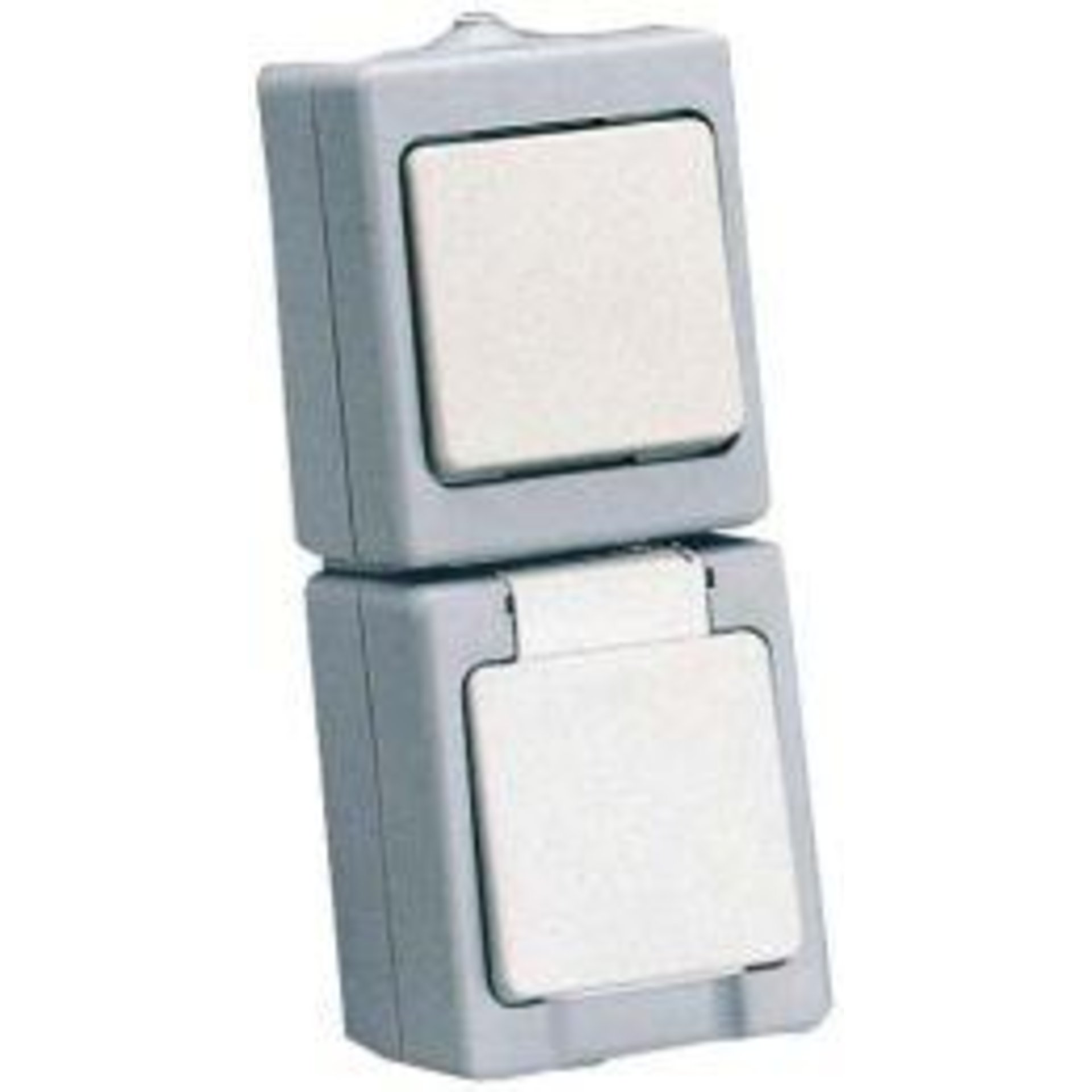 Kombination AP / FR Universalschalter mit Schutzkontakt-Steckdose grau/weiss Kopp