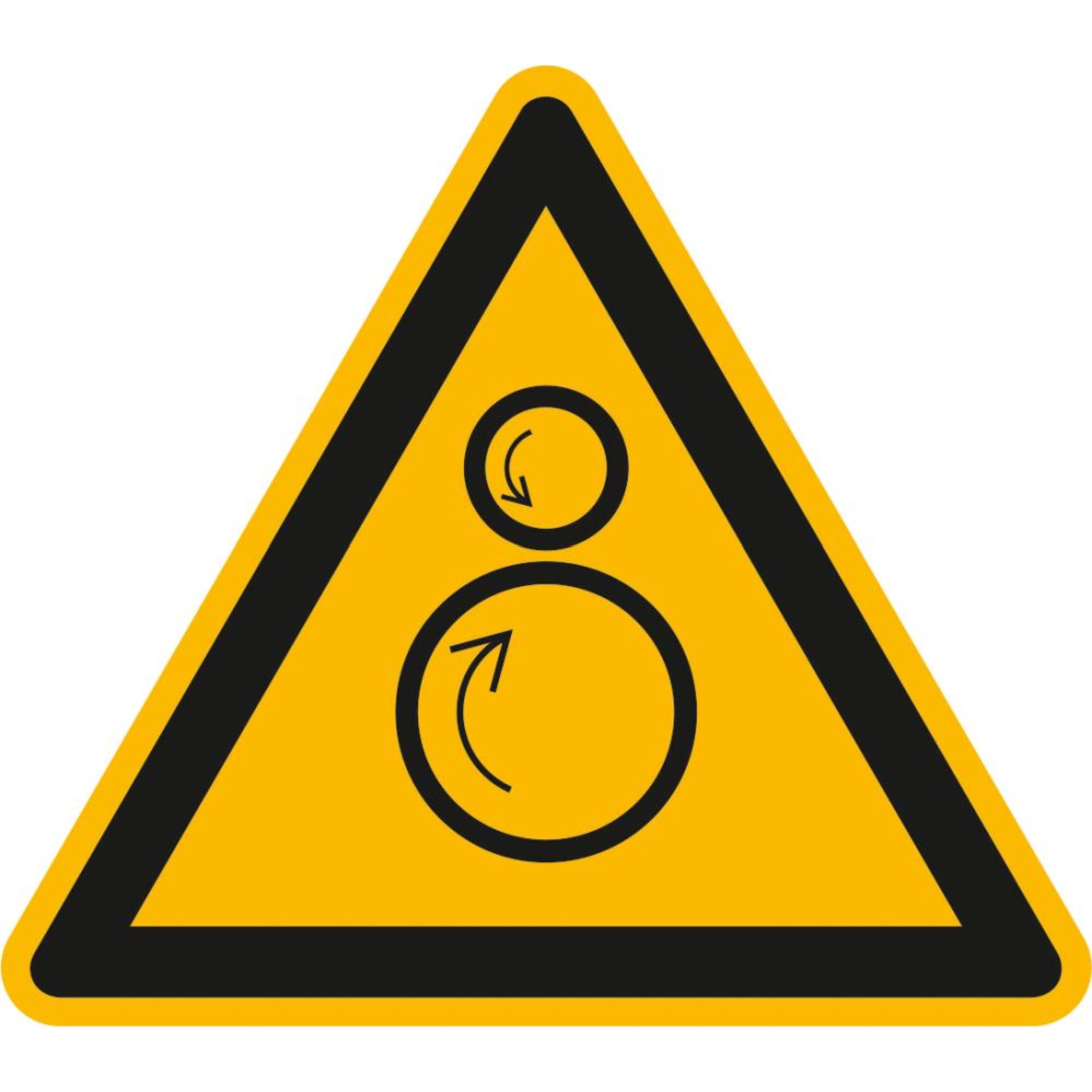 Warnschild, Warnung vor gegenläufigen Rollen