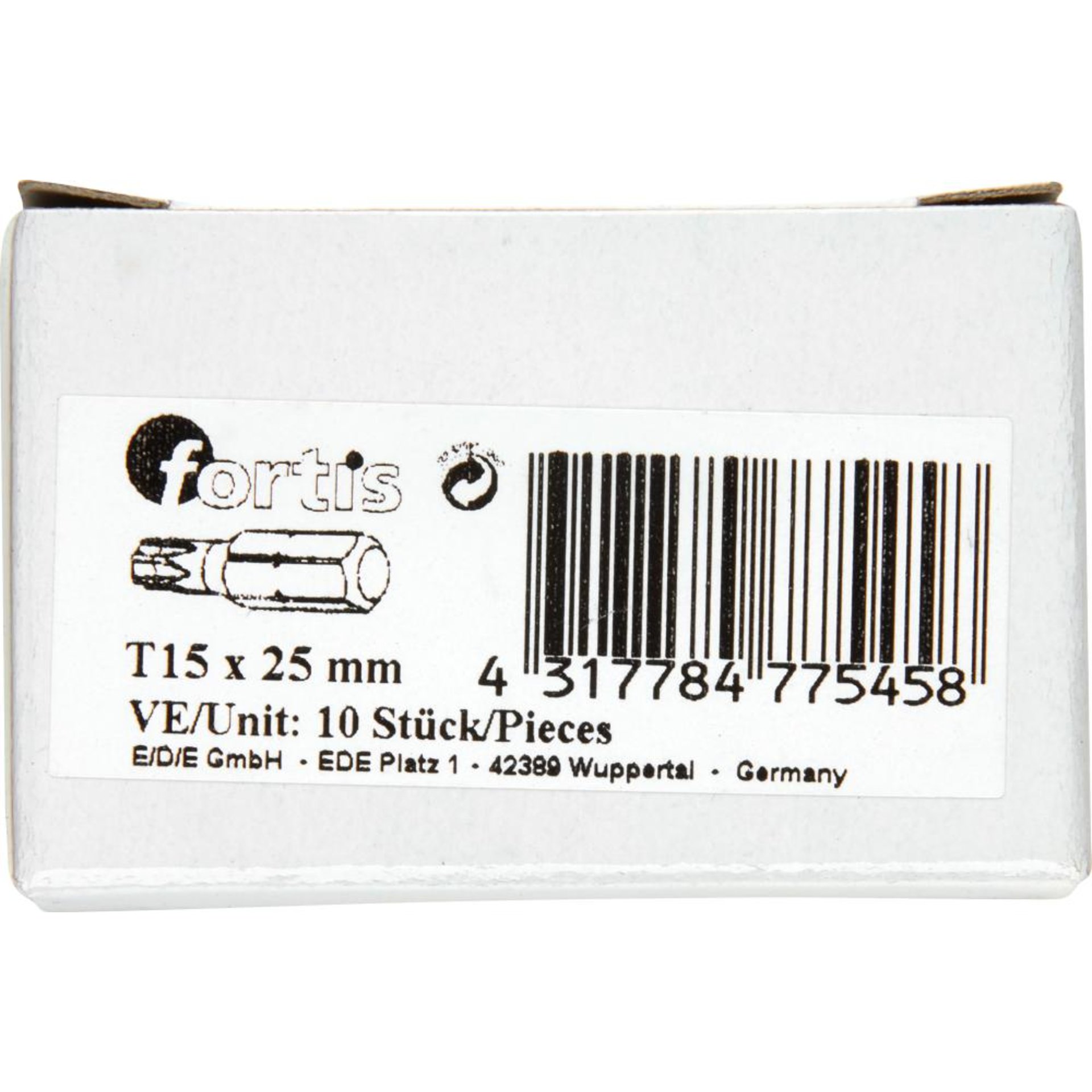 Bit zähhart 1/4" DIN3126 C6,3 T15x25mm 10er Pack FORTIS