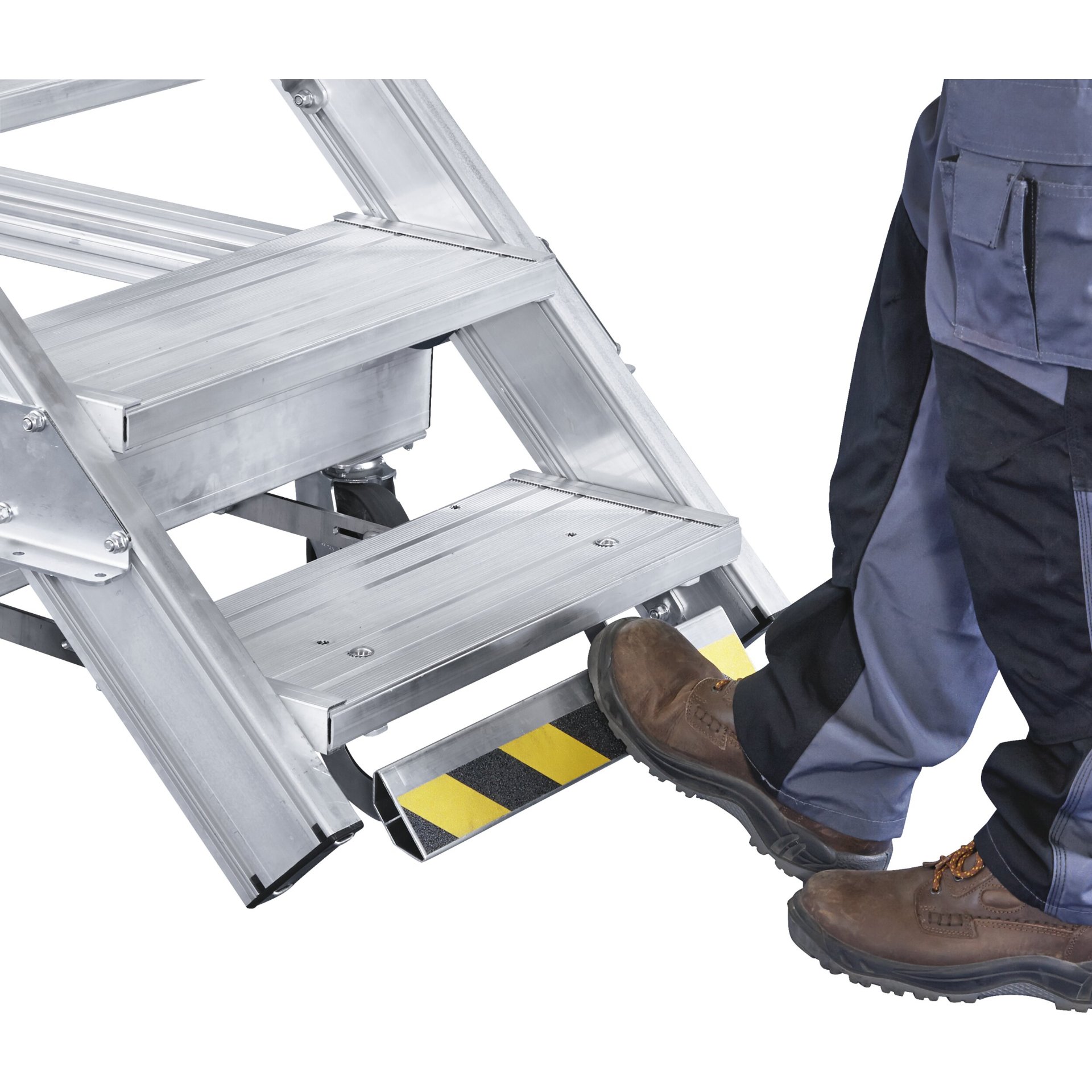 Plattformtreppe Ergo Stop 45° 11 Stufen, 1000 mm breit, Höhe 2,36 m