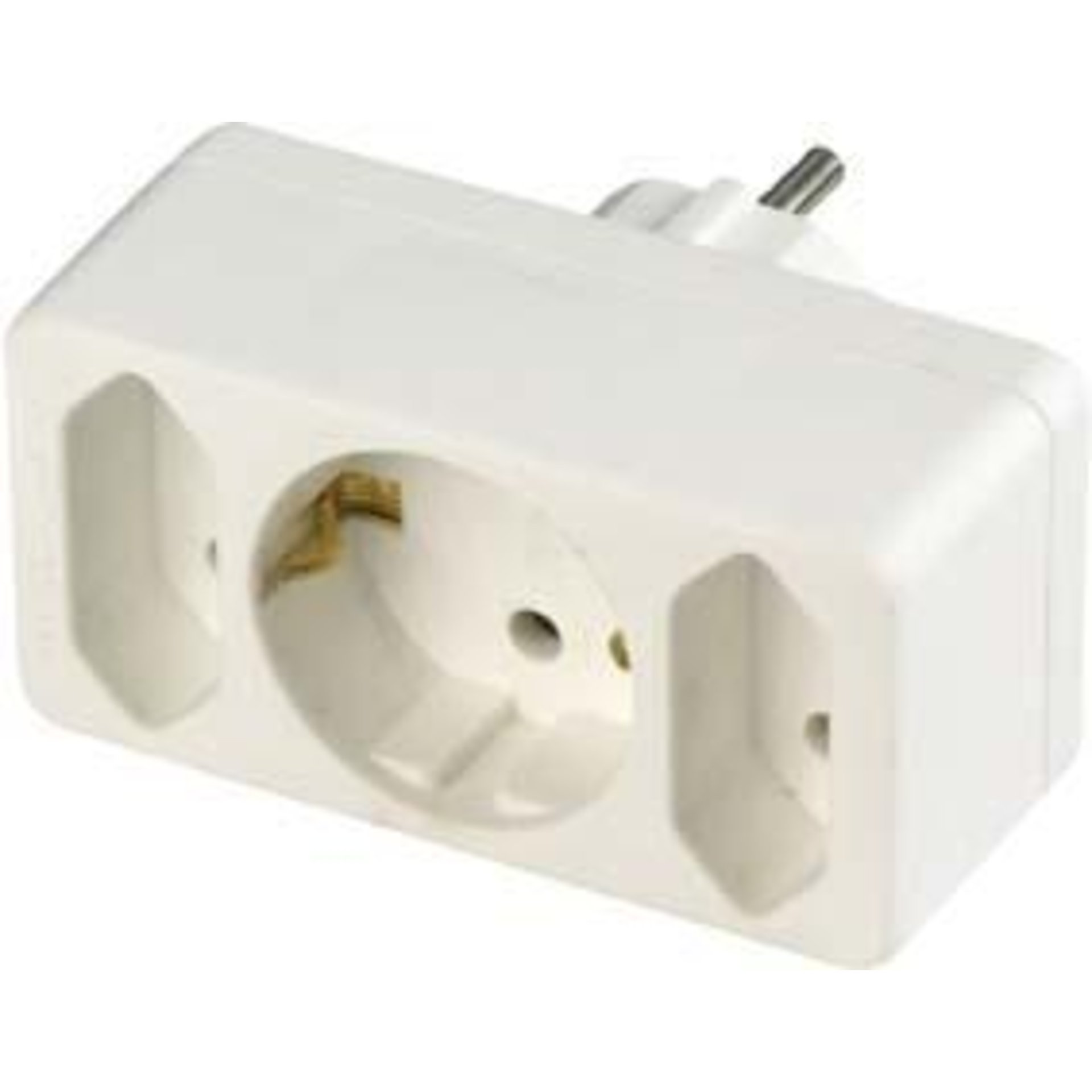 3-fach-Stecker 2 Euro, 1 Schuko REV