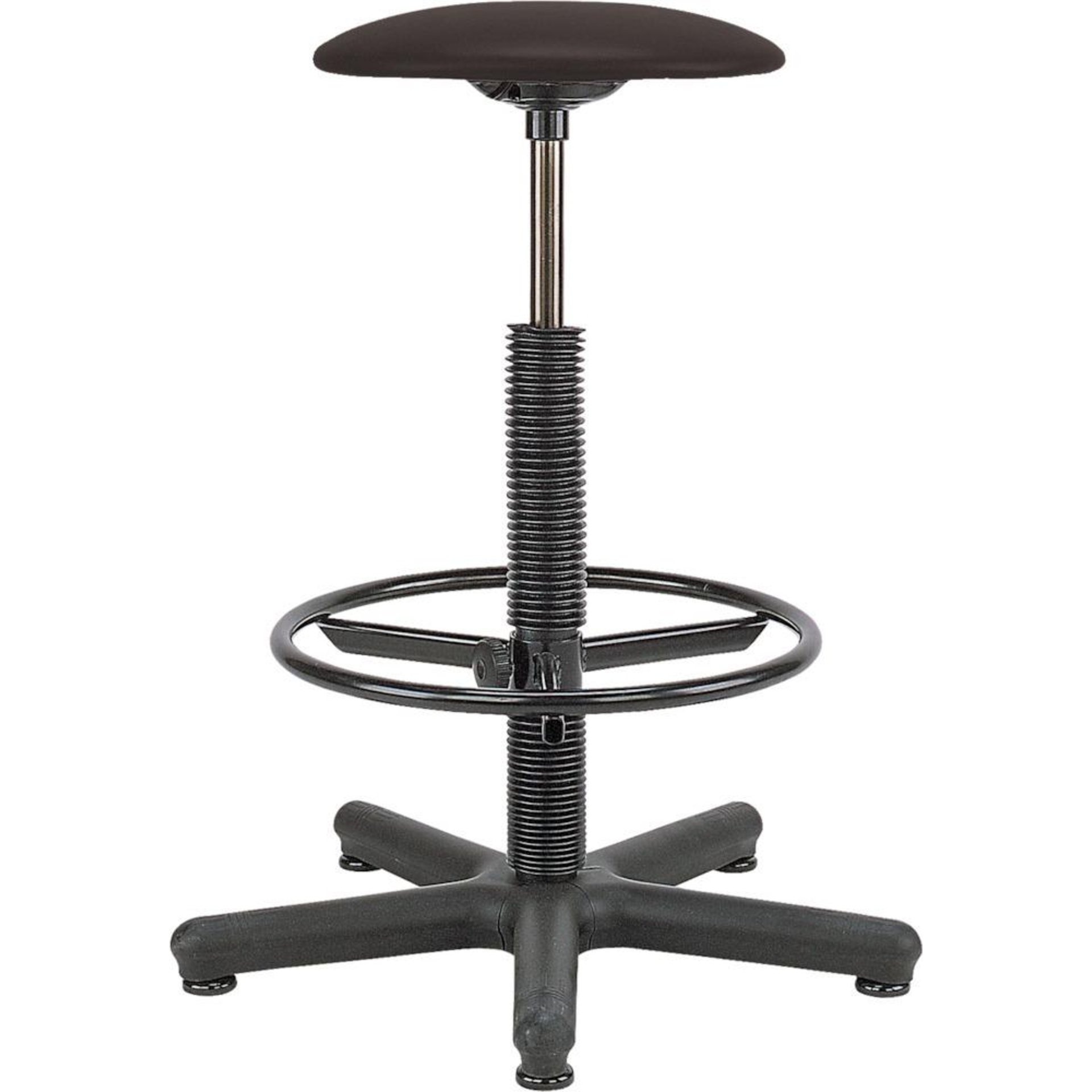 Drehhocker Goliath Kunstledersitz schwarz Sitzhöhe 520-785 mm mit Gleiter und Fußring