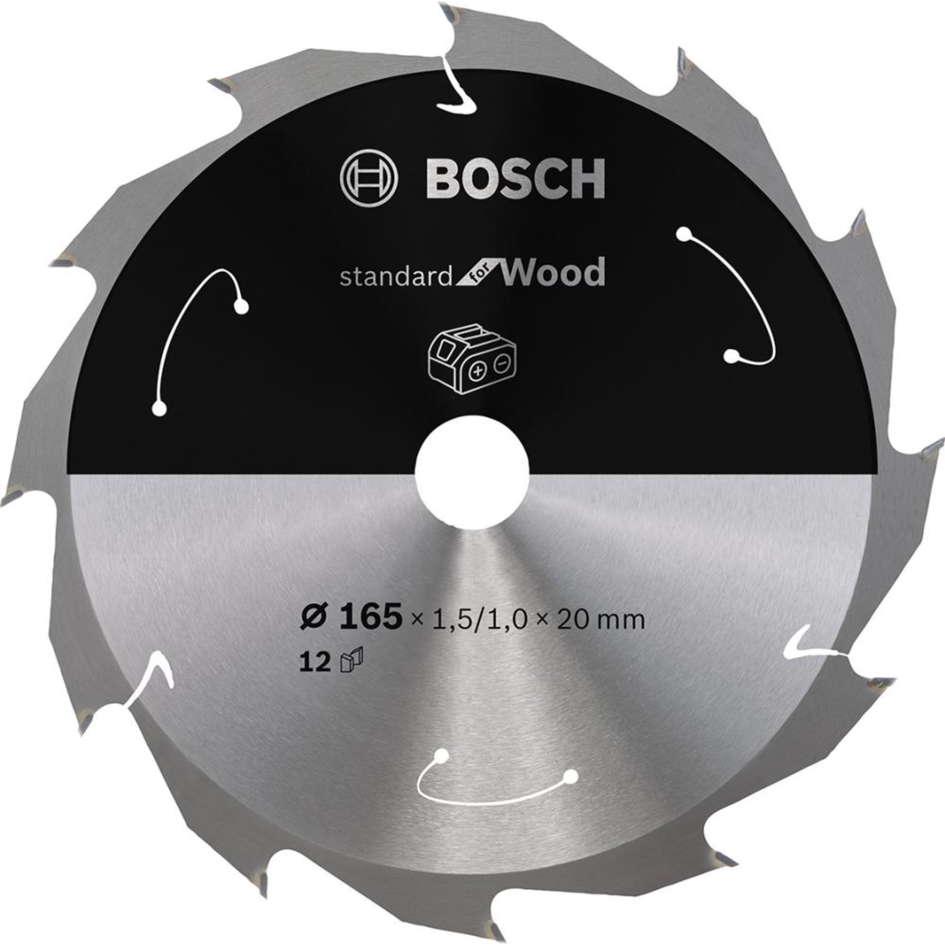 HM-Kreissägeblatt 165x1,5/1x20 12Z Bosch VE à 1 Stück Standard Wood f Akkusägen