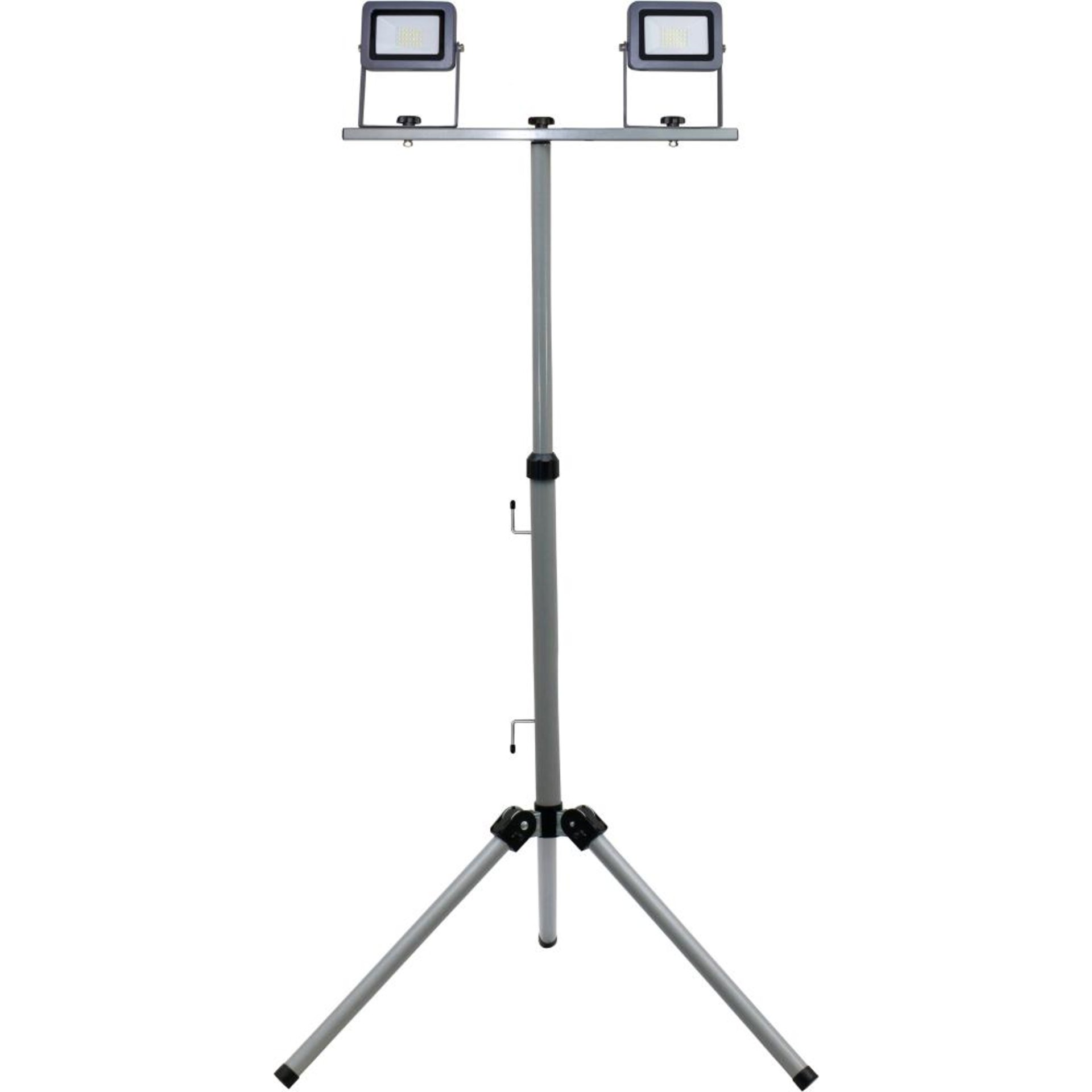 LED-Arbeitsleuchte Flare 2x15W Stativ silber-anthrazit REV