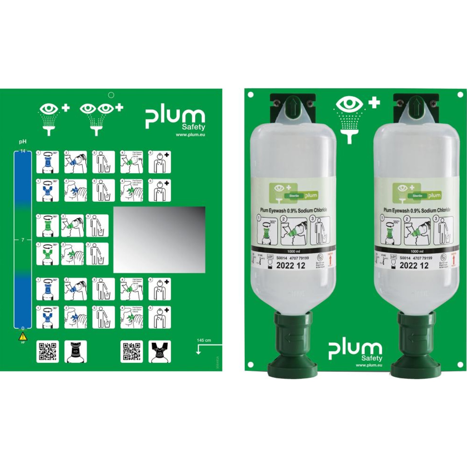 Augenspülstation Maxi, 2 Flaschen, 1000ml, Natriumchloridlösung Plum