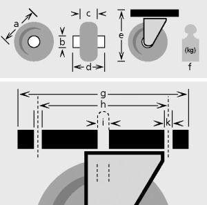 Bockrolle 100mm HS110 Platte,Kst.weiß,ER,RL HS110.B14.100