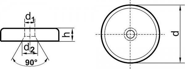 NdFeB-Flachgreif. m.Bohr.32 x 7,0mm Beloh