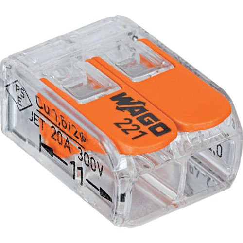 Wago-COMPACT-Klemme 2 x 0,2-4qmm transparent 5 Stueck Btl. m. R.