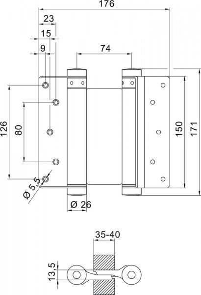 Pendeltürbänder Nr.36 Stahl verzinkt 150mm