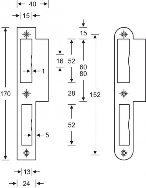 Lappenschliessblech 170mmDIN R 24mm rd.Nickel-silb