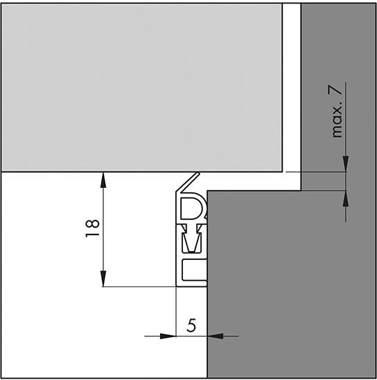 PTS-AR Abdichtungsschiene210 cm, weiß, Kunststoff Profil m.Weich-PVC-Lippe