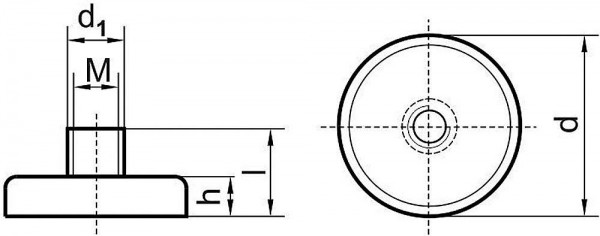 NdFeB-Flachgreif. m.Gew. 20 x 6,0 / 13,0mm Beloh