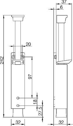 Türfeststeller 3836 bis 90mm Hub,silber lack.