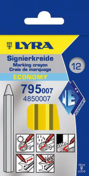Signierkreide unpapiert 795 gelb a 12St. Lyra
