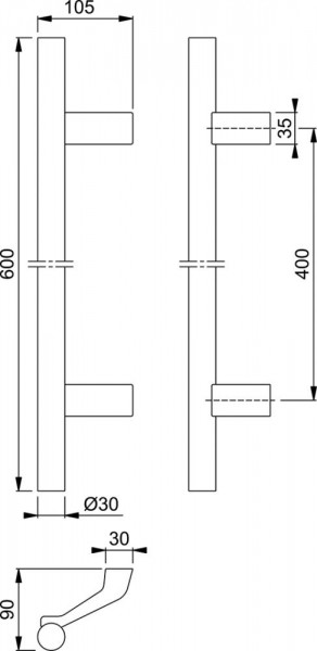 Bügelgriff E5014,F69/F1-2ger.Form Ø 30mm L 600mm