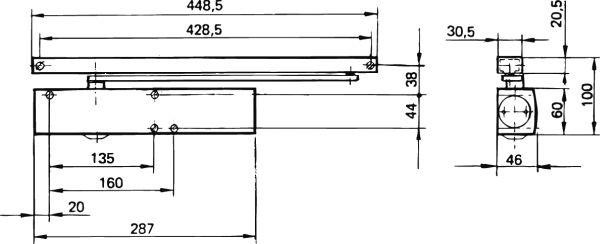 Türschliesser TS 5000 silber o. Gleitschiene