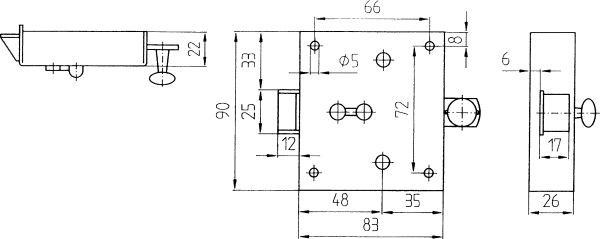 Knopfriegelschl.Nr.932 U rs/ls