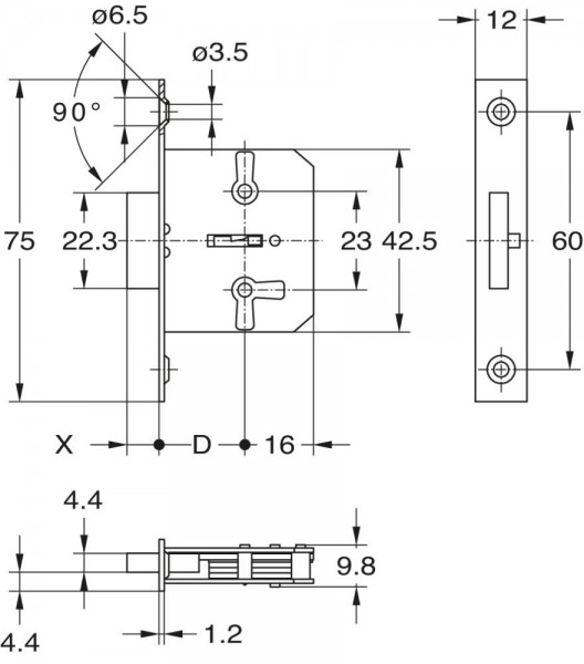 0668.25002 RiegeleinsteckSchloss 25mm Stulp vern.