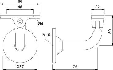 KWS 4513 Handlaufstütze für 75 mm Wandabstand