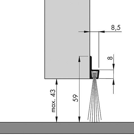 Türbodendichtung alu IBS 60 250cm Bürstenh. 39mm