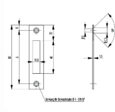 Fl-Schließbl.S412,DL-R m.Rieg.auss.20x90ktg,NiSi