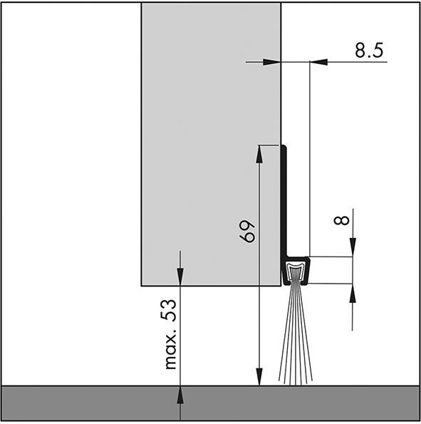 Türbodendichtung alu IBS 70 250cm Bürstenh. 29mm