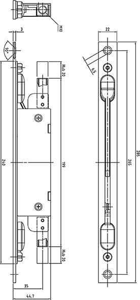 Kantriegel 9220 Stulp 285x22mm verz.