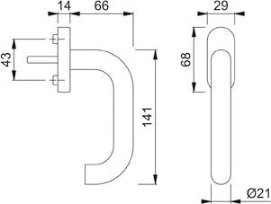 Fenstergriff E038/U30 F69 NA7503 7/035 M5X45