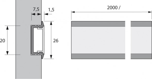 LED ChannelLine C klar L 2000 mm, Profil
