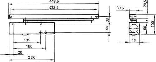 Türschliesser TS 3000 silber o. Gestänge