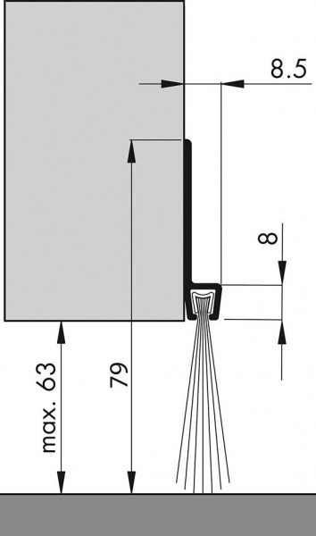 Türbodendichtung alu IBS 80 100cm m.PP Bürste