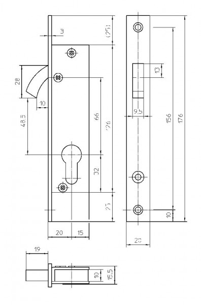 PT-Einst-schiebetürschl, PZ,D20,20kt,DL/DR