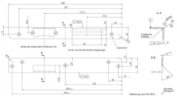 Winkel-Schliessblech Dl Nr.15-3E hell verz.