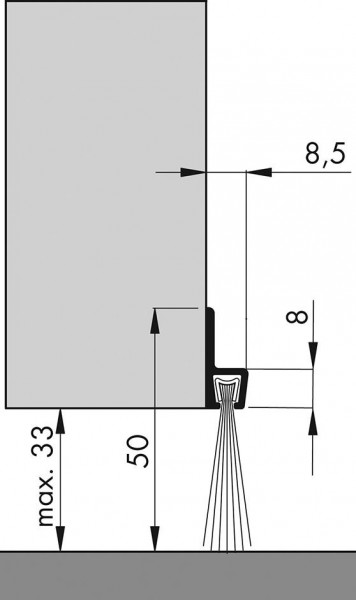 Türbodendichtung alu IBS 50 100cm m.PP Bürste