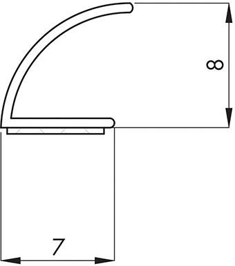 FF-Türanschlagdicht. 25m V-Dichtung 1024T selbstklSI ws, Br 7mm x H 8mm Silikon