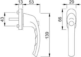 Fenstergriff abschl.0710SV/U26,F1, 7x32