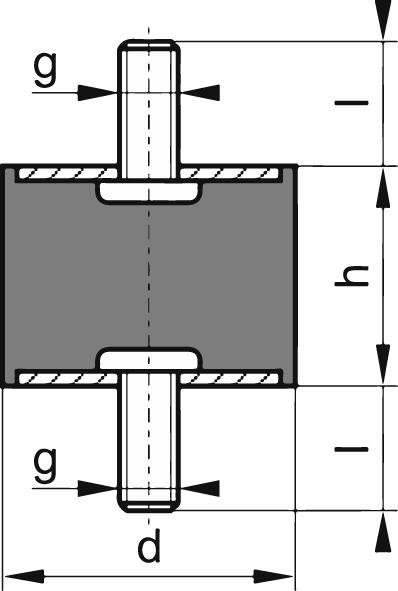 Gummi-Metall-Puffer Aus.A30 x 10mm M8x20