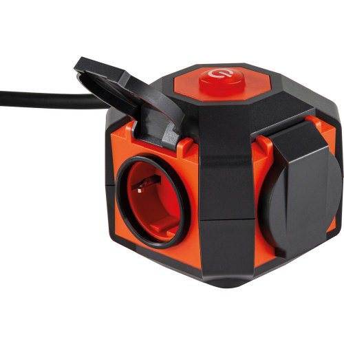 PowerGlobe 4-fach IP44 grau-orange mit Schalter 2m