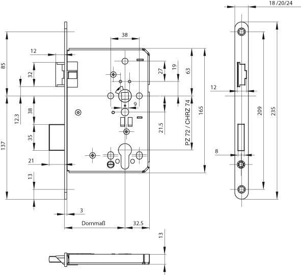 FH-Schl.,PZ65/72/9,24 rd.B-1206,m.W.DL,Er matt